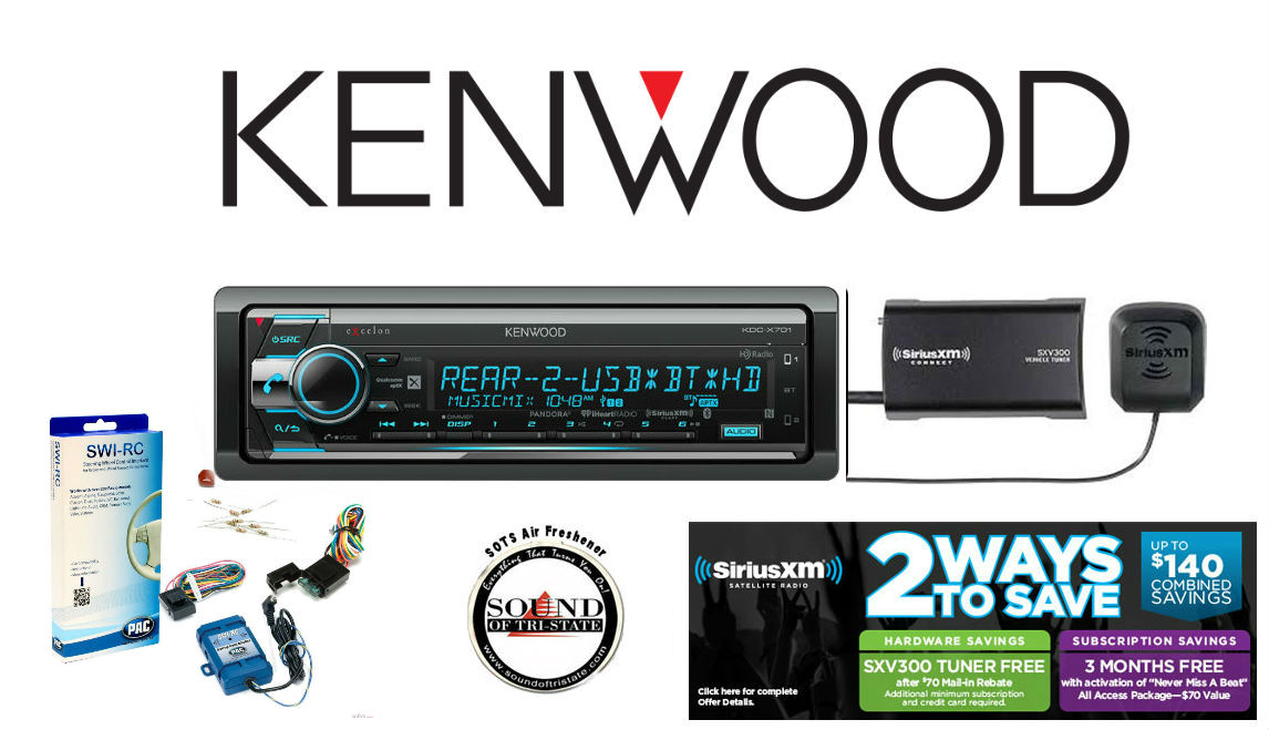 Kenwood KDC-X701 CD Receiver with built in Bluetooth /& HD Radio KDCX701